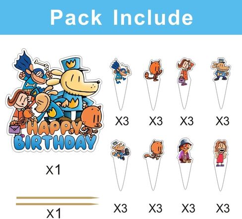 25pcs Dog Cartoon Man Cake Decorations with 1pcs Cake Topper, 24pcs Cupcake Toppers for The Dog Birthday Party Supplies in Kuwait