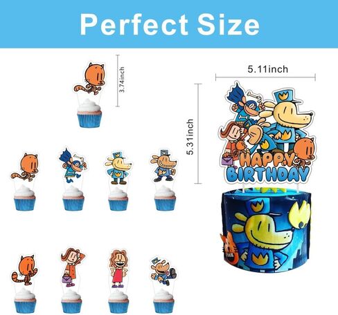 25pcs Dog Cartoon Man Cake Decorations with 1pcs Cake Topper, 24pcs Cupcake Toppers for The Dog Birthday Party Supplies in Kuwait