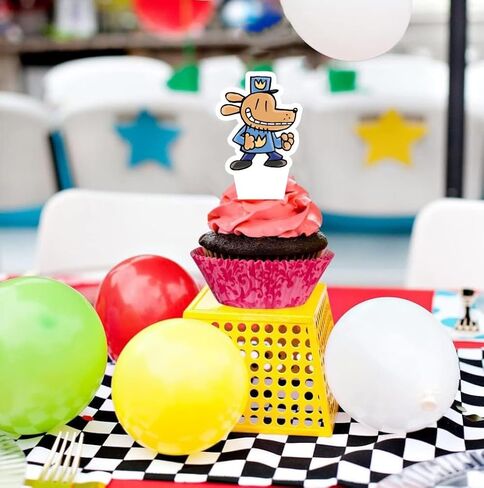 25pcs Dog Cartoon Man Cake Decorations with 1pcs Cake Topper, 24pcs Cupcake Toppers for The Dog Birthday Party Supplies in Kuwait