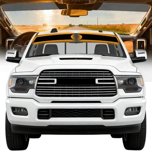 AUTOTEK Precut Sun Strip Tint for 2022 2023 2024 2025 RAM 2500 3500 Crew Cab, Anti-Glare UV Block Pickup Sunshade Protector for Driving, DIY Window Tint Film for Truck Front Windshield, Easy Install in Kuwait