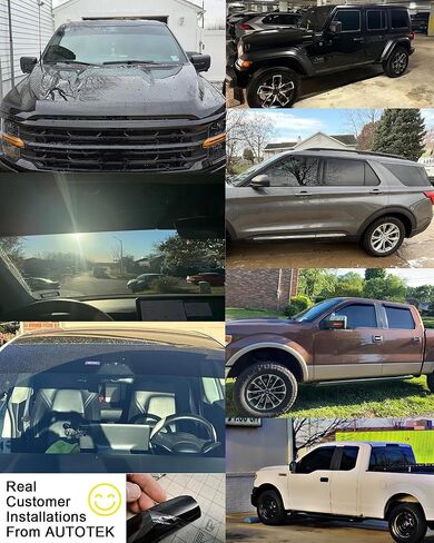 AUTOTEK Precut Sun Strip Tint for 2022 2023 2024 2025 RAM 2500 3500 Crew Cab, Anti-Glare UV Block Pickup Sunshade Protector for Driving, DIY Window Tint Film for Truck Front Windshield, Easy Install in Kuwait