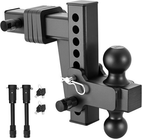 VEVOR Adjustable Trailer Hitch, Fit 2 Inch Receiver, Trailer Hitch Mount with 2 Inch & 2-5/16 Inch Balls, 15000 lbs GTW, 6 Inch Drop, Towing Ball Mounts for RVs, Off-Road Vehicles and Trucks, Black in Kuwait