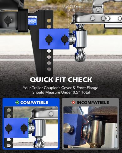 Orion Motor Tech Adjustable Trailer Hitch, Heavy Duty 2.5 inch Receiver Hitch, 6" Drop Hitch with 2" & 2-5/16" Balls, 360° Dual-Ball Mount with 18500lb Towing Capacity for Class IV & V, Blue in Kuwait