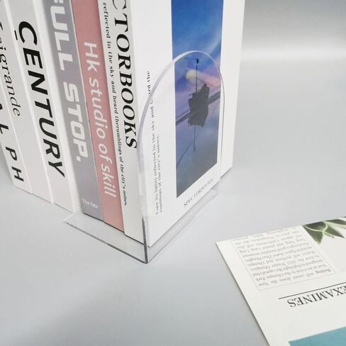 1PC Transparent Acrylic Bookends Stand Bookshelf Desktop Decorative Storage Rack Bookend Book Holder Organizer School Stationery in Kuwait
