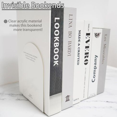1PC Transparent Acrylic Bookends Stand Bookshelf Desktop Decorative Storage Rack Bookend Book Holder Organizer School Stationery in Kuwait