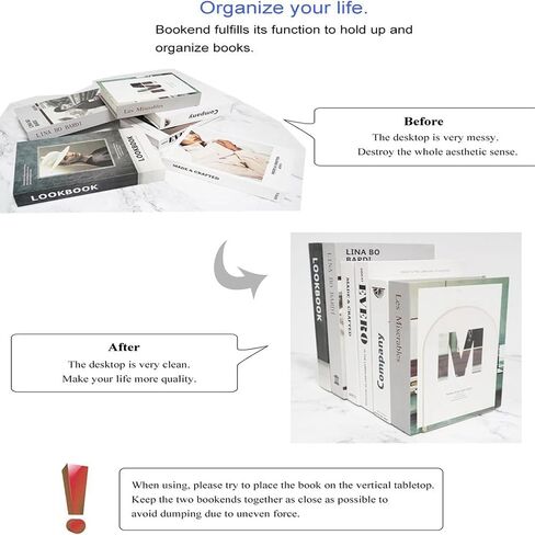 1PC Transparent Acrylic Bookends Stand Bookshelf Desktop Decorative Storage Rack Bookend Book Holder Organizer School Stationery in Kuwait
