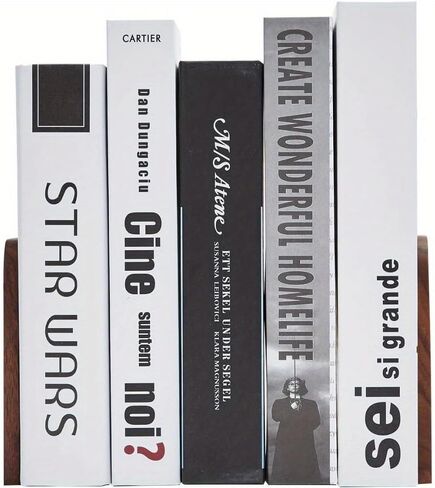 Heavy Duty Wooden Bookends Non Slip Book Shelf Holder for Books CDs and DVDs Stylish Home Office Accessory (Brown) in Kuwait