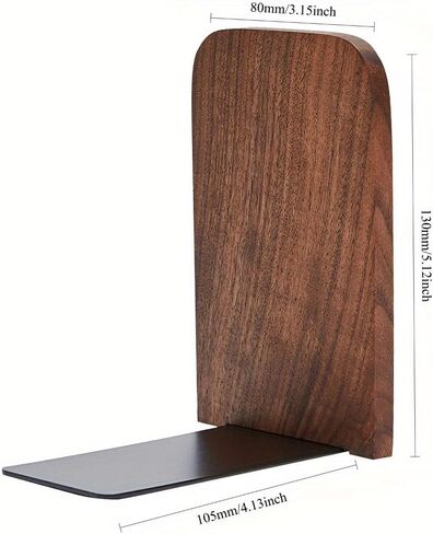 Heavy Duty Wooden Bookends Non Slip Book Shelf Holder for Books CDs and DVDs Stylish Home Office Accessory (Brown) in Kuwait