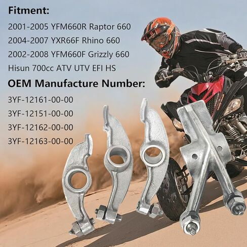 4 قطعة طقم ذراع هزاز المحرك متوافق مع Raptor 660 Rhino 660 Grizzly 660 Hisun 700cc ATV UTV EFI HS يستبدل 3YF-12161-00-00 in Kuwait