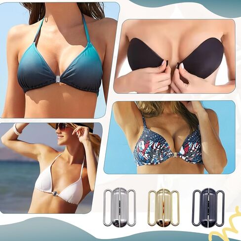 Bra Clasp 15PCS Bra Hooks Bathing Suit Clasp – 2cm Metal Swimsuit Clasp Replacement in 3 Colors, Front Closure Bikini Clips for Bra Strap Repair and DIY Swimwear Sewing in Kuwait
