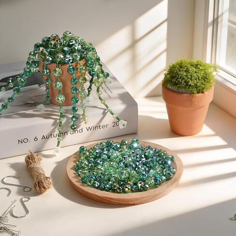 kanpura 1875 Pcs Green Glass Beaded Plant Kit Green Beads for Succulent Plant Jewelry Making and DIY Crafts Earrings Necklace Plants Lover Gifts in Kuwait