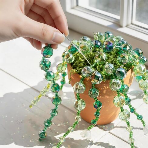 kanpura 1875 Pcs Green Glass Beaded Plant Kit Green Beads for Succulent Plant Jewelry Making and DIY Crafts Earrings Necklace Plants Lover Gifts in Kuwait
