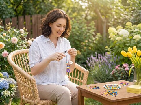 Eternity sky 32 Sets Mothers Day Beads Crafts Kit - Bulk DIY Wooden & Flower Butterfly Beaded Necklace Making for Gifts, 8 Styles in Kuwait