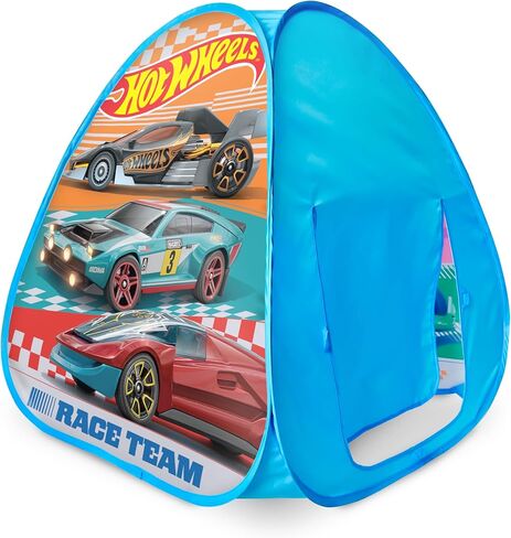خيمة لعب منبثقة للأطفال من Hot Wheels™ Speed ​​Zone - بيت لعب داخلي مثلث مع نظرة خاطفة من خلال النافذة - إعداد سهل، يمكن طيه بشكل مسطح للتخزين - تصميم آمن للأطفال الصغار والأطفال in Kuwait