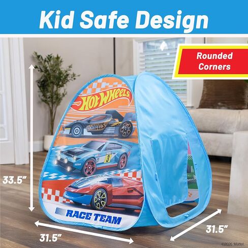 خيمة لعب منبثقة للأطفال من Hot Wheels™ Speed ​​Zone - بيت لعب داخلي مثلث مع نظرة خاطفة من خلال النافذة - إعداد سهل، يمكن طيه بشكل مسطح للتخزين - تصميم آمن للأطفال الصغار والأطفال in Kuwait