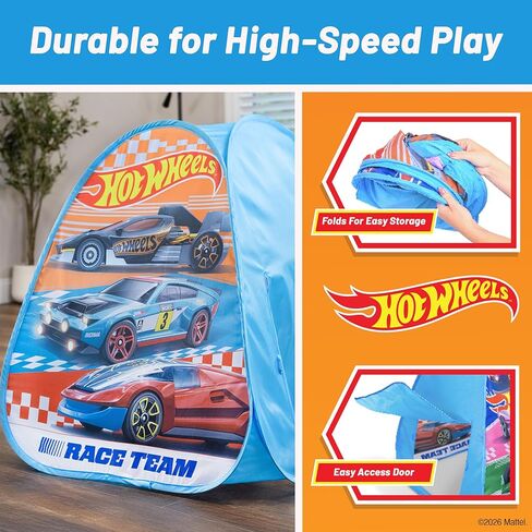 خيمة لعب منبثقة للأطفال من Hot Wheels™ Speed ​​Zone - بيت لعب داخلي مثلث مع نظرة خاطفة من خلال النافذة - إعداد سهل، يمكن طيه بشكل مسطح للتخزين - تصميم آمن للأطفال الصغار والأطفال in Kuwait