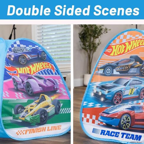خيمة لعب منبثقة للأطفال من Hot Wheels™ Speed ​​Zone - بيت لعب داخلي مثلث مع نظرة خاطفة من خلال النافذة - إعداد سهل، يمكن طيه بشكل مسطح للتخزين - تصميم آمن للأطفال الصغار والأطفال in Kuwait