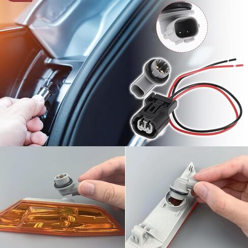 2 Sets Side Marker Light Socket Lamp Bulb Connector Wiring Harness Pigtail Plug Fit for Honda Civic 2016-2021 Replaced OE 33304-TET-H01 in Kuwait
