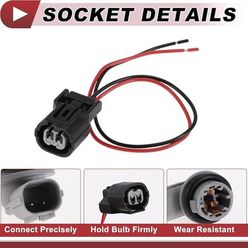 2 Sets Side Marker Light Socket Lamp Bulb Connector Wiring Harness Pigtail Plug Fit for Honda Civic 2016-2021 Replaced OE 33304-TET-H01 in Kuwait