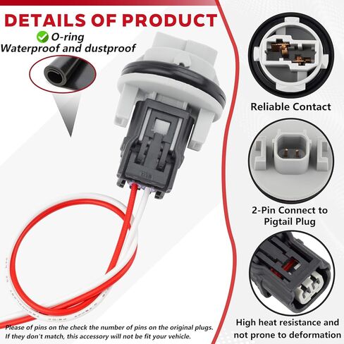 Tail Light Socket Holder, Brake Light Connector with Wire Harness Fit for Honda CR-V Civic Crosstour FIT Odyssey Ridgeline for Acura RDX TLX Replace OE 33303-TP6-A01 2PCS in Kuwait