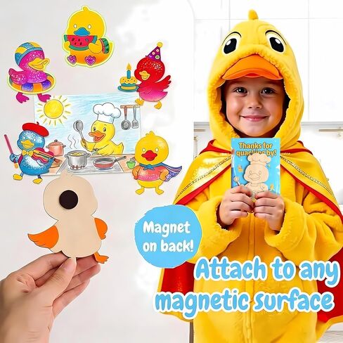 BOIKOKY 12 Pack Duck Party Favors for Kids - Individually Wrapped Paint Your Own Wooden Magnet Craft Kits with Thank You Card, Duck Birthday Decorations for Girls & Boys in Kuwait