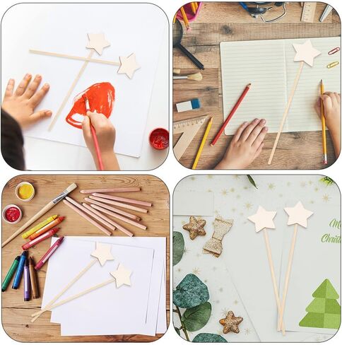 SEWACC DIY عصا خرافية 12 قطعة من عصي النجوم غير المكتملة DIY طلاء العصي عصا فارغة اصنع لعبة الأميرة الخاصة بك للأطفال الفتيات DIY طلاء الحرف DIY العصي in Kuwait