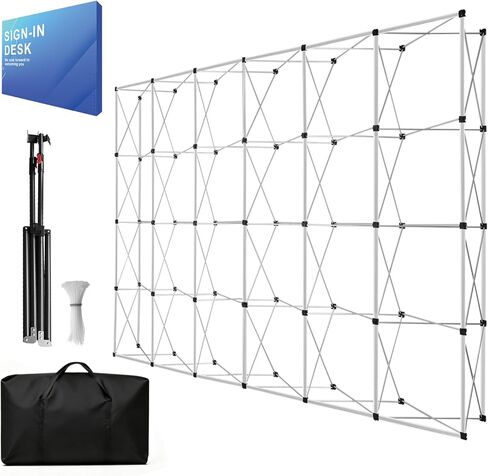 حامل عرض محمول مقاس 10 × 10/10 × 15/10 × 17 قدم مع حقيبة حمل للمعرض التجاري وخلفية عرض حامل قابل للطي من قماش التوتر لحدث الزفاف in Kuwait