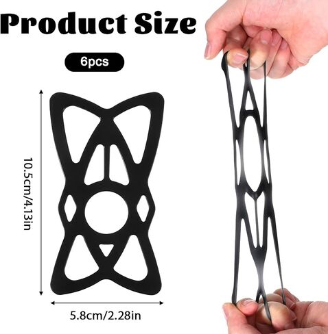 Rubber Phone Holder, 6 Pack Motorcycle Phone Mount Tether Ultra-Stable Bike Bands Compatible Bicycle Phone Mount for Scooter Bike Bicycle Motorcycle Handlebar (Black) in Kuwait