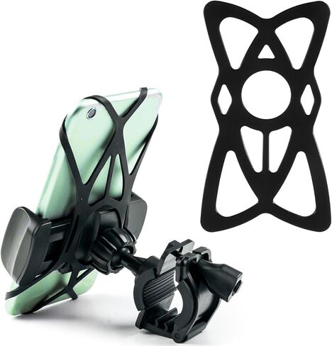 Rubber Phone Holder, 6 Pack Motorcycle Phone Mount Tether Ultra-Stable Bike Bands Compatible Bicycle Phone Mount for Scooter Bike Bicycle Motorcycle Handlebar (Black) in Kuwait