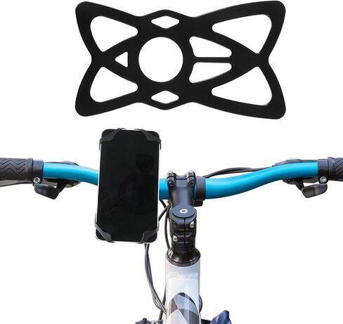 Rubber Phone Holder, 6 Pack Motorcycle Phone Mount Tether Ultra-Stable Bike Bands Compatible Bicycle Phone Mount for Scooter Bike Bicycle Motorcycle Handlebar (Black) in Kuwait