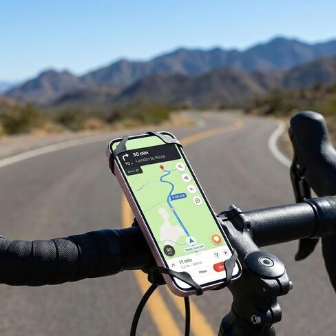 Rubber Phone Holder, 6 Pack Motorcycle Phone Mount Tether Ultra-Stable Bike Bands Compatible Bicycle Phone Mount for Scooter Bike Bicycle Motorcycle Handlebar (Black) in Kuwait