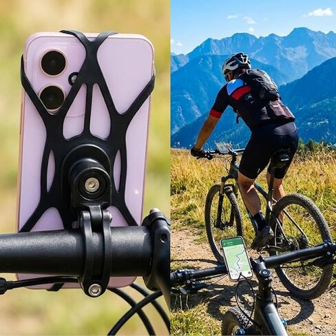 Rubber Phone Holder, 6 Pack Motorcycle Phone Mount Tether Ultra-Stable Bike Bands Compatible Bicycle Phone Mount for Scooter Bike Bicycle Motorcycle Handlebar (Black) in Kuwait