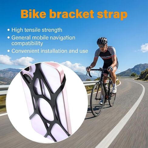 Rubber Phone Holder, 6 Pack Motorcycle Phone Mount Tether Ultra-Stable Bike Bands Compatible Bicycle Phone Mount for Scooter Bike Bicycle Motorcycle Handlebar (Black) in Kuwait