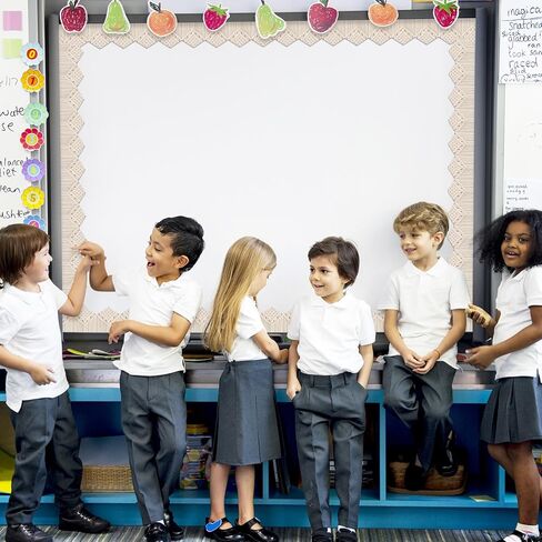 Whaline 65.6 قدم Boho هامش لوحة الإعلانات الحدود البيج محاكاة خيوط يموت قطع تقليم الحدود لفة للمنزل مكتب الفصول الدراسية السبورة جدار ديكور in Kuwait