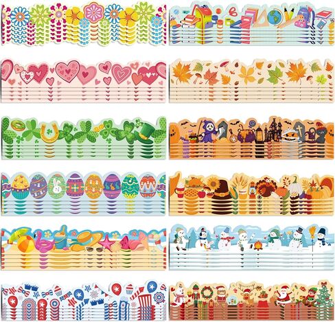 240 Pcs Holiday Bulletin Board Borders Colorful Bulletin Board Decorations Spring Flower Valentine's Day Easter Fall Pumpkin Christmas Seasonal Classroom Border Trim for School Wall Door Decor in Kuwait