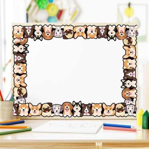 Whaline 32.8 Ft Dog Theme Bulletin Board Border Cute Cartoon Puppy Die Cut Trim Border Roll for Back to School Chalkboard Wall Decor in Kuwait