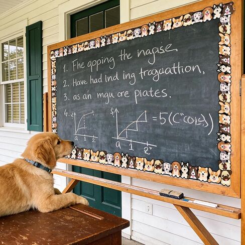 Whaline 32.8 Ft Dog Theme Bulletin Board Border Cute Cartoon Puppy Die Cut Trim Border Roll for Back to School Chalkboard Wall Decor in Kuwait