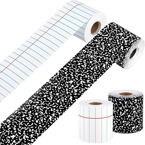 100 Ft Composition Notebook Bulletin Board Borders Black and White Straight Border Trim Rolled Composition Classroom Bulletin Board Decorations for Back to School Office Chalkboard Wall Decor in Kuwait