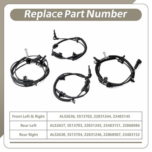 ALS2636 ALS2637 ALS2638 ABS مستشعر سرعة العجلة الأمامي الخلفي الأيسر الأيمن بديل لسيارة Chevy Impala 2014 2015 2016 2017 2018 2019 2020 لماليبو 2013 2014 2015، جانب السائق والراكب 4 قطع in Kuwait
