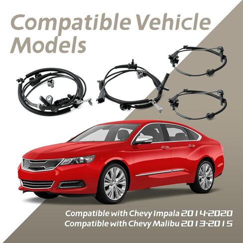 ALS2636 ALS2637 ALS2638 ABS مستشعر سرعة العجلة الأمامي الخلفي الأيسر الأيمن بديل لسيارة Chevy Impala 2014 2015 2016 2017 2018 2019 2020 لماليبو 2013 2014 2015، جانب السائق والراكب 4 قطع in Kuwait