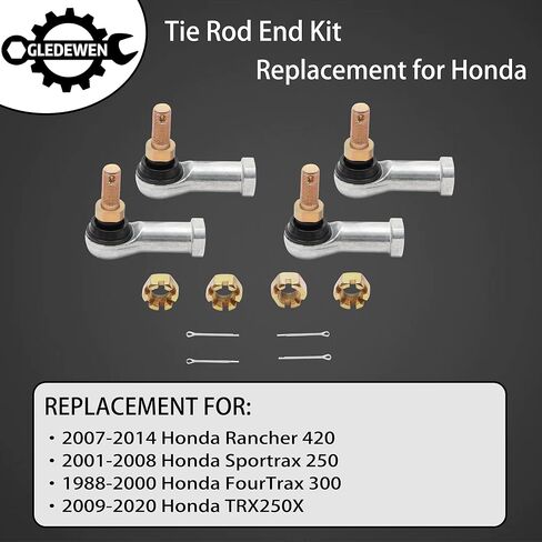 Tie Rod End Kit, Compatible With 2007-2014 Honda Rancher 420, 1988-2000 Honda FourTrax 300, 01-08 Honda Sportrax 250, 09-20 Honda TRX250X, Ball Joint Set, ATV UTV Part Accessories, 2 Tie Rods&4 Ends in Kuwait