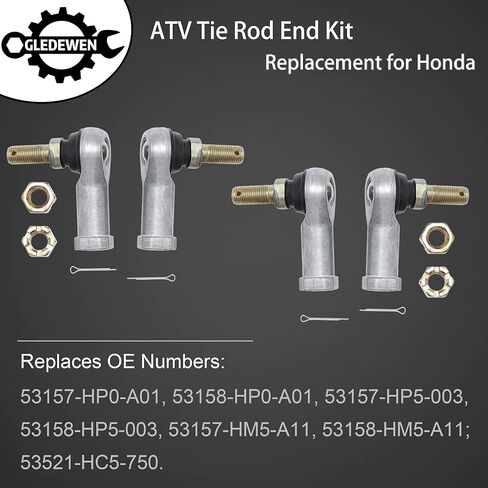 Tie Rod End Kit, Compatible With 2007-2014 Honda Rancher 420, 1988-2000 Honda FourTrax 300, 01-08 Honda Sportrax 250, 09-20 Honda TRX250X, Ball Joint Set, ATV UTV Part Accessories, 2 Tie Rods&4 Ends in Kuwait