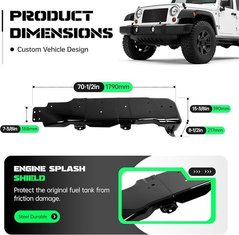 واقي لوحة انزلاقية لخزان الوقود من ALMULOO متوافق مع 2007-2018 Jeep Wrangler 4 أبواب بديلة لـ 52059747AD 52059747AE 52059747AF 52059747AG مسحوق فولاذي مطلي in Kuwait