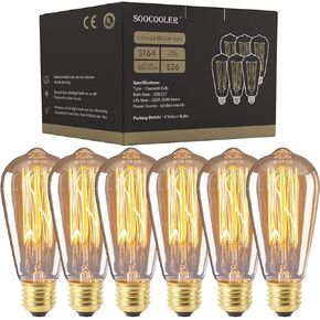 Edison Light Bulbs 25W - Thomas Edison Light Bulb Style - Incandescent Clear Glass Vintage Antique Bulb for Home Light Fixtures - Amber Warm 2700K - (6 Pack /110v) in Saudi Arabia