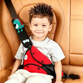 Kids Seat Belt Pad,Shoulder & Belly Comfort Pad for Boys Girls, Soft Breathable Hypoallergenic,3D Cartoon Dinosaur, (Red & Black) in Saudi Arabia