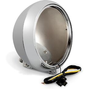 7" Headlight Shell Kit - Chrome Headlamp Light Bulb Bucket Housing w/Trim Ring, H4 Auxiliary Wiring Harness for Harley Davidson Heritage, Fat Boy, Softail 1986-2011,Replace for 67789-91 in Saudi Arabia
