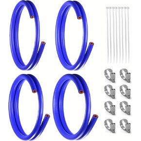 4 قطع 5FT ID 1/4" 5/16" 3/8" 5/8" خرطوم سخان مبرد المبرد درجة حرارة مستقيمة معززة بأنابيب السيليكون ضغط تمزق 232 رطل لكل بوصة مربعة مع 8 مشابك بسمك 4 مم لأنظمة تبريد المركبات (أزرق) in Kuwait