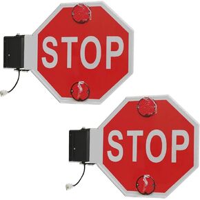 Reflective Double-Sided School Bus Stop Sign - Durable Aluminum with Electronic Controller, High Visibility for School Buses and Bus Lanes (B, 24V) in Kuwait