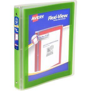 ملف Avery Flexi-View 3 حلقات، حلقات دائرية مقاس 1 بوصة، 1 غلاف أخضر شارتروز (17608) in Kuwait