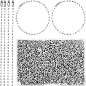 200 Pcs Bead Chain 5.9 Inch Long Metal Ball Chain Keychain 2.4mm Balls Chains Connectors Beaded Key Chains for Jewelry Making Keychains Crafts DIY Hanging Decoration (Silver) in Kuwait